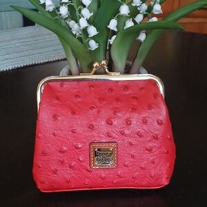 Dooney & Bourke Red Embossed Leather Kiss-Lock Coin Purse